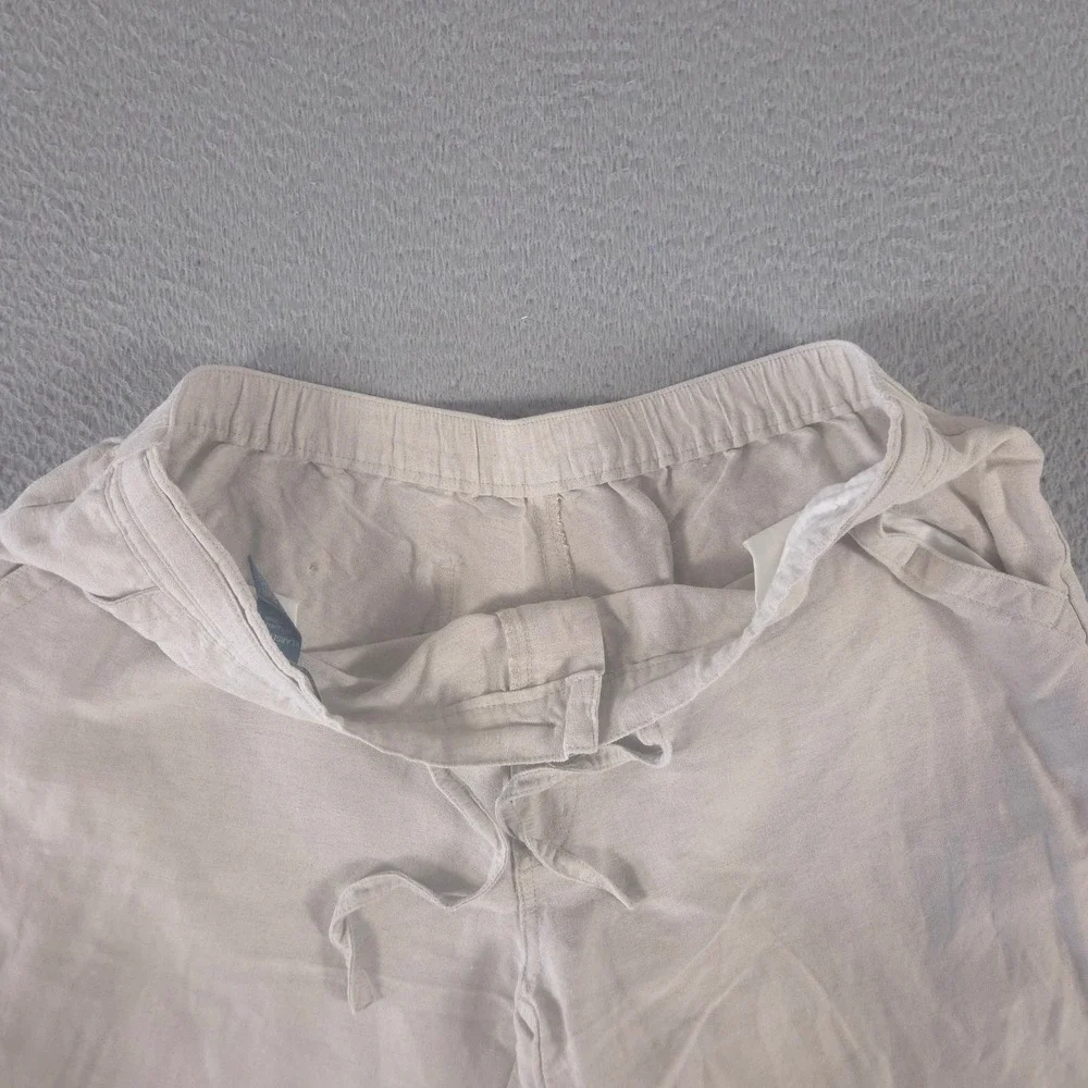 Cubavera Pants Mens‎ XL Beige Straight Leg Linen Blend Drawstring Elastic Waist